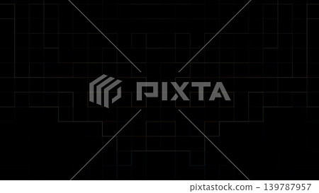Dark abstract geometric grid background with glowing lines and futuristic digital pattern design 139787957