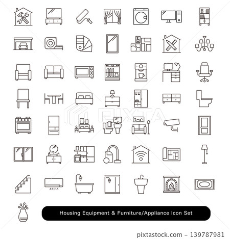Home equipment, furniture, and appliance icon set Home equipment, furniture, and appliance icon set 139787981