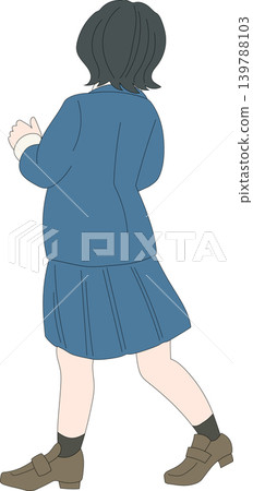 一名女學生背對著他行走。 一名女學生背對著他行走。 139788103