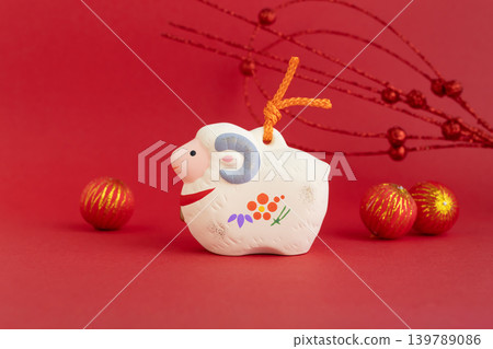 2027羊年新年賀卡素材:羊年裝飾品 2027羊年新年賀卡素材:羊年裝飾品 139789086