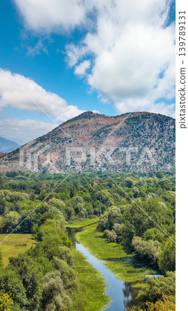 Amazing sunny morning view of valley of Moraca river from Zabljak Crnojevica Fortress. Amazing sunny morning view of valley of Moraca river from Zabljak Crnojevica Fortress. 139789131