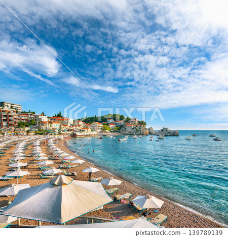 Amazing summer view of Adriatic sea coast in Budva Riviera near Przno village. Amazing summer view of Adriatic sea coast in Budva Riviera near Przno village. 139789139