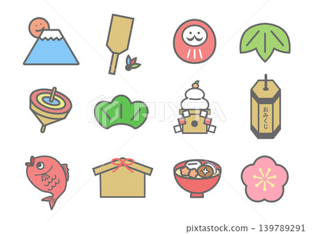 January icon set (with outlines) January icon set (with outlines) 139789291