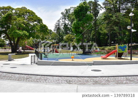 神奈川縣綾瀨市高麗公園南部區域的遊樂場設施和新鮮綠植。 神奈川縣綾瀨市高麗公園南部區域的遊樂場設施和新鮮綠植。 139789318
