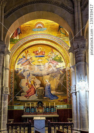 Interior of the Basilica in the Sanctuary of Lourdes, France. Interior of the Basilica in the Sanctuary of Lourdes, France. 139789417