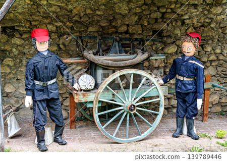 The Mounaques are life size dolls dressed in clothing in Campan, 139789446
