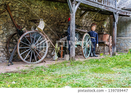 The Mounaques are life size dolls dressed in clothing in Campan, 139789447