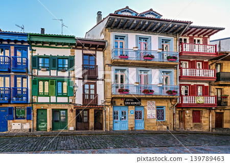 Colorful Buildings in traditional Architecture in Hondarribia, S Colorful Buildings in traditional Architecture in Hondarribia, S 139789463