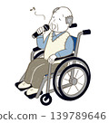一位坐在輪椅上的老人正在唱卡拉OK。 139789646