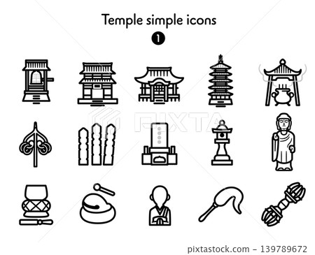 簡易圖標集:寺廟 簡易圖標集:寺廟 139789672