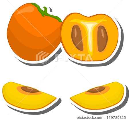 Fruit theme from set juicy delicious persimmon of various sizes Fruit theme from set juicy delicious persimmon of various sizes 139789815