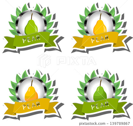 Fruit theme from set juicy delicious pear of various sizes Fruit theme from set juicy delicious pear of various sizes 139789867