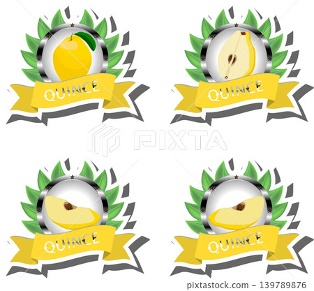 Fruit theme from set juicy delicious quince of various sizes Fruit theme from set juicy delicious quince of various sizes 139789876