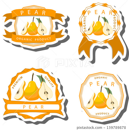 Fruit theme from set juicy delicious pear of various sizes Fruit theme from set juicy delicious pear of various sizes 139789878