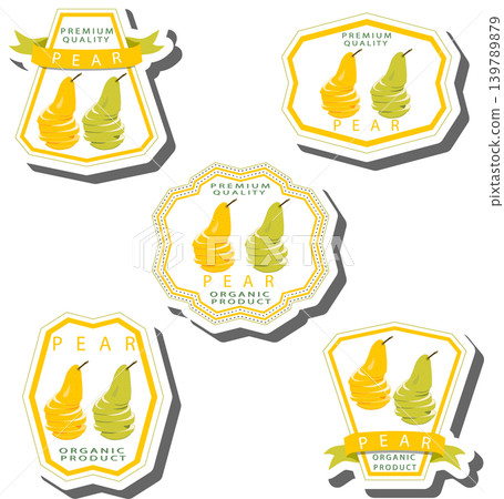 Fruit theme from set juicy delicious pear of various sizes 139789879