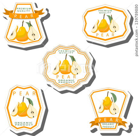 Fruit theme from set juicy delicious pear of various sizes Fruit theme from set juicy delicious pear of various sizes 139789880