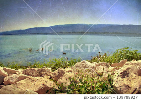Golyazi Lakeside Village Bursa,Turkiye. Serene view of Golyazi on Uluabat Lake, Bursa, Turkey. Golyazi Lakeside Village Bursa,Turkiye. Serene view of Golyazi on Uluabat Lake, Bursa, Turkey. 139789927
