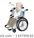一位坐在輪椅上的老人正在唱卡拉OK。 139790638