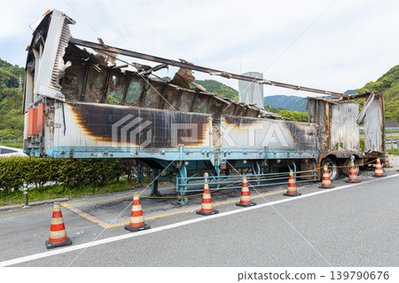 The materials of the truck, which was severely damaged in a vehicle fire. 139790676
