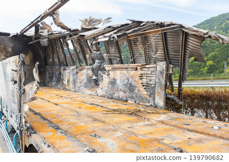 The materials of the truck, which was severely damaged in a vehicle fire. 139790682