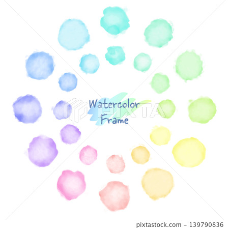 Watercolor-style hand-drawn circles, watercolor textured circular frames (color circles) Watercolor-style hand-drawn circles, watercolor textured circular frames (color circles) 139790836