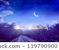 Railway tracks and crescent moon 139790900