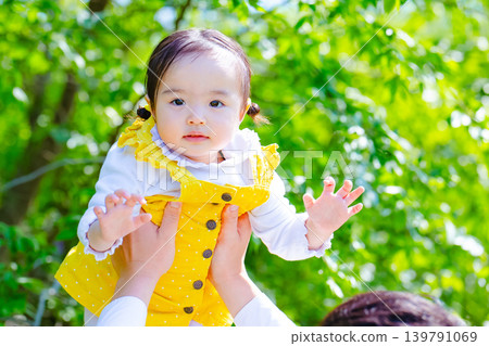 Happy family, parent and child playing in the park, girl Happy family, parent and child playing in the park, girl 139791069