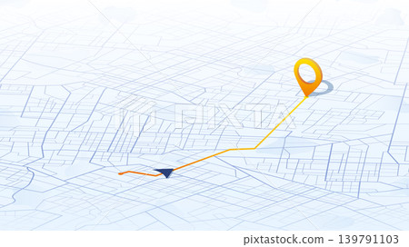 Navigation system showing tracking navigation in progress on the streets. Track navigation pin on street maps, navigate mapping locate position pin. Vector illustration Navigation system showing tracking navigation in progress on the streets. Track navigation pin on street maps, navigate mapping locate position pin. Vector illustration 139791103