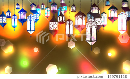 A fantastical background with colorful lanterns; Arabian-style light and illumination design elements. A fantastical background with colorful lanterns; Arabian-style light and illumination design elements. 139791118