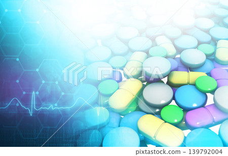 Medicine tablet with medical background Medicine tablet with medical background 139792004