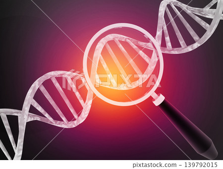 Dna chain with magnifying glass,Dna analysis 139792015
