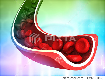 Red blood cells flowing through vein Red blood cells flowing through vein 139792042