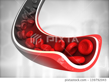 Red blood cells flowing through vein 139792043