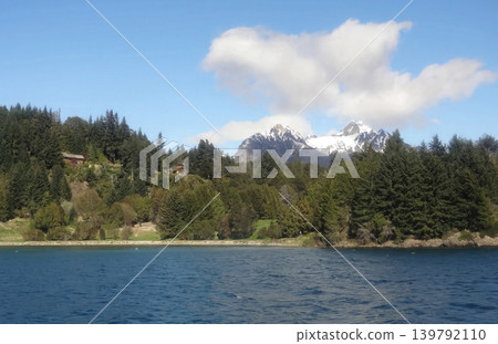 Beautiful landscape of the Nahuel Huapi lake, surrounded by green vegetation, in Bariloche on a summer day. Beautiful landscape of the Nahuel Huapi lake, surrounded by green vegetation, in Bariloche on a summer day. 139792110