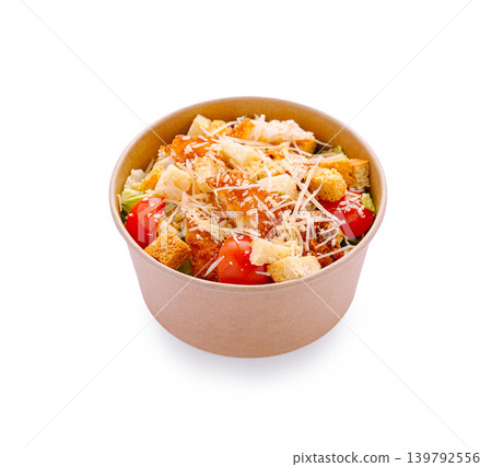 Healthy salad with croutons and cherry tomatoes served in a bowl Healthy salad with croutons and cherry tomatoes served in a bowl 139792556