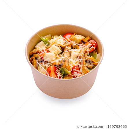 Healthy salad bowl with chicken and vegetables ready for serving Healthy salad bowl with chicken and vegetables ready for serving 139792663