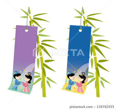 Tanabata bamboo decoration illustration strip no text Tanabata bamboo decoration illustration strip no text 139792935