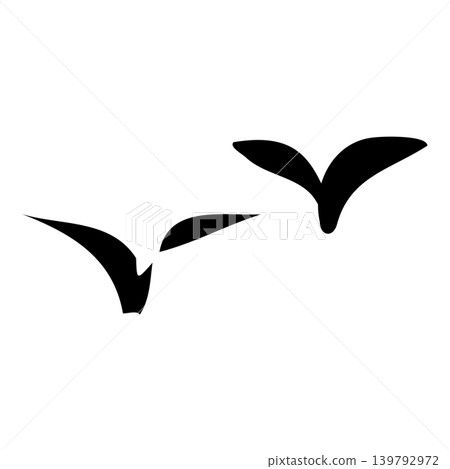 Hand-drawn style silhouette illustration of a flying seagull Hand-drawn style silhouette illustration of a flying seagull 139792972