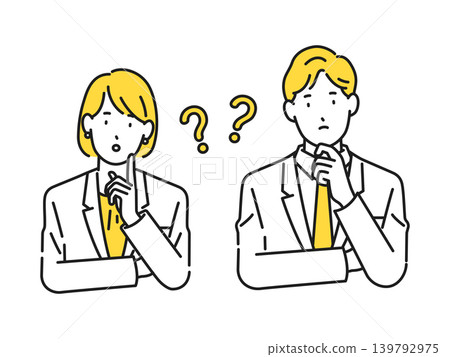 Illustration material: A young business person deep in thought 139792975