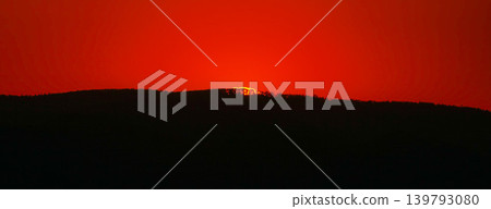 An image of the moment when the sun sets behind the mountainside, darkness falls, and the sky turns red. An image of the moment when the sun sets behind the mountainside, darkness falls, and the sky turns red. 139793080