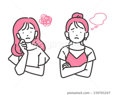 Vector illustration of a girl with a confused expression Vector illustration of a girl with a confused expression 139793207