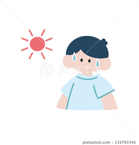 男子出汗（中暑）的插圖 139793348
