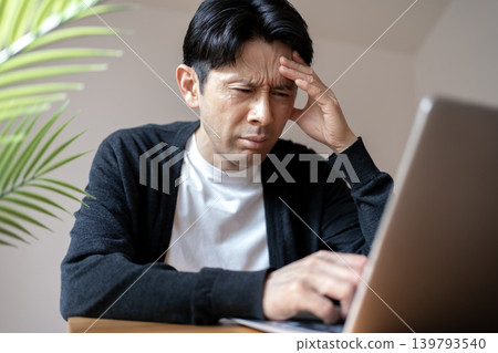 Middle-aged men suffering from chronic headaches and stress 139793540