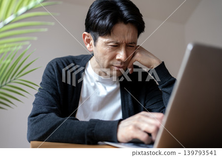 Middle-aged men suffering from chronic headaches and stress 139793541