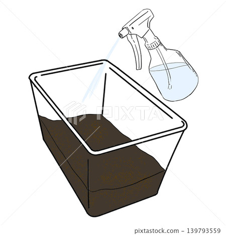 用噴壺向土壤噴水。 用噴壺向土壤噴水。 139793559