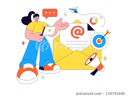 Email Marketing Vector Illustration Featuring Digital Campaign, Newsletter Promotion, Online Communication and Business Advertising Design Email Marketing Vector Illustration Featuring Digital Campaign, Newsletter Promotion, Online Communication and Business Advertising Design 139793890