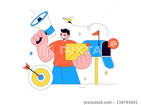 Email Marketing Vector Illustration Featuring Digital Campaign, Newsletter Promotion, Online Communication and Business Advertising Design Email Marketing Vector Illustration Featuring Digital Campaign, Newsletter Promotion, Online Communication and Business Advertising Design 139793891