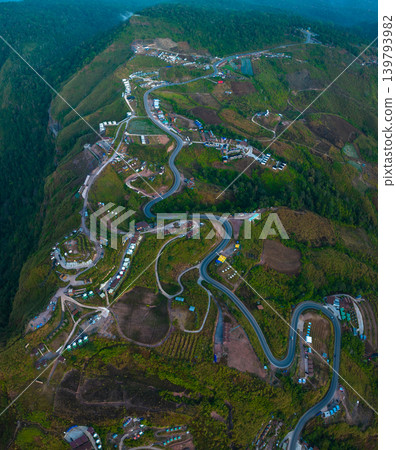 aerial view of Winding Mountain Road 139793982
