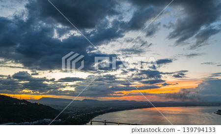 Aerial view of Pakse City is a vibrant hub of southern Laos, Aerial view of Pakse City is a vibrant hub of southern Laos, 139794133