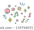 Music Notes Stars and Bubbles Party Clipart 139794655
